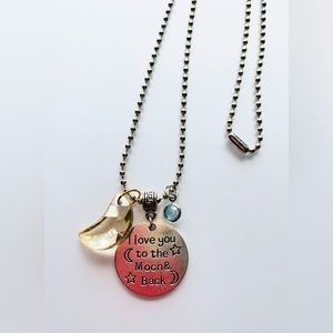 Crystal moon necklace with love you to moon and back charm